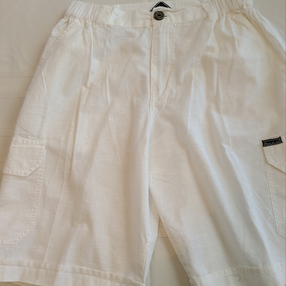 (917) Blanc du Nil Men's Linen Shorts, Fella Sail, White